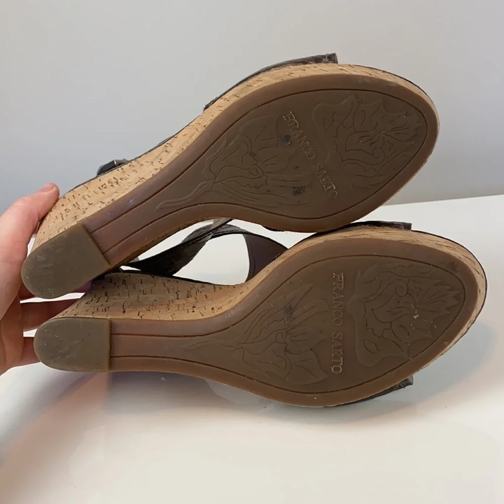 Franco Sarto Supra Snake Print Bronze Wedges Size 8.5